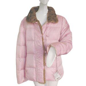 NEW BOGNER REVERSIBLE JACKET PARKA! US 4 or 6 TAN REVERSES TO PINK MINK FUR TRIM
